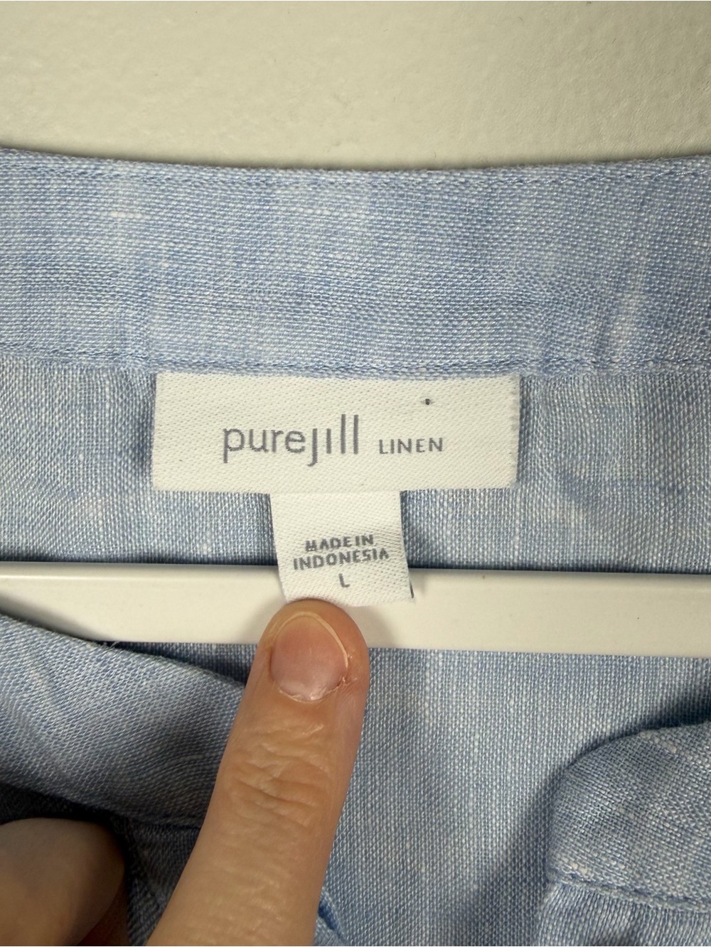 J.Jill Pure 100% Linen Light Blue Chambray Tunic Top Lagenlook Coastal Large - Picture 7 of 8